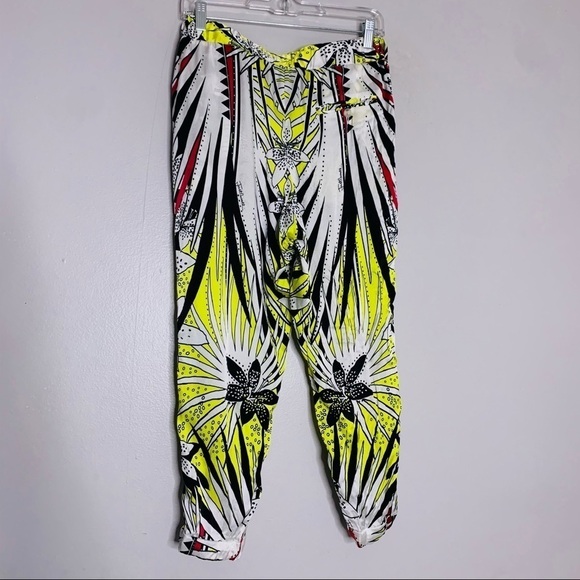 Just Cavalli Silk Botanical Cropped Casual pants women’s size 8 - Picture 4 of 9